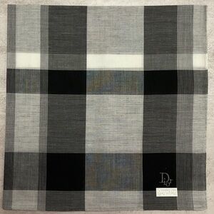 Dior Black and Gray Checkered Scarf